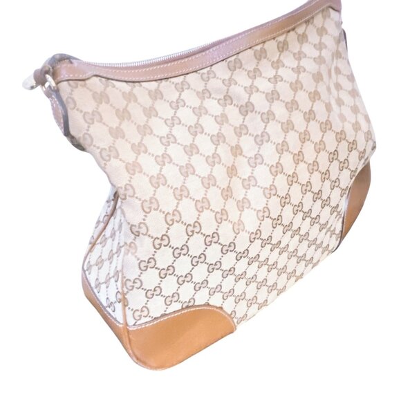 Gucci GG Canvas & Leather Hobo Bag Beige/Brown M - Picture 3 of 14